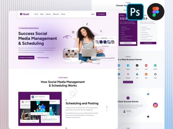 Download Social Media Management Landing Page UI - Social media management Collection