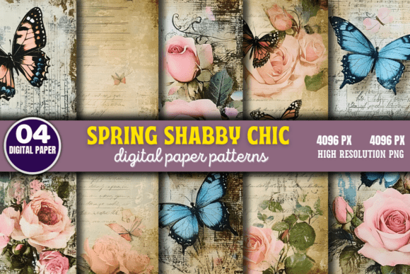Download Spring Shabby Chic Digital Paper Pattern - Chic Collection
