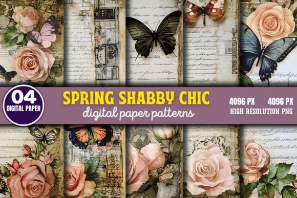 Download Spring Shabby Chic Digital Paper Pattern - Chic Collection