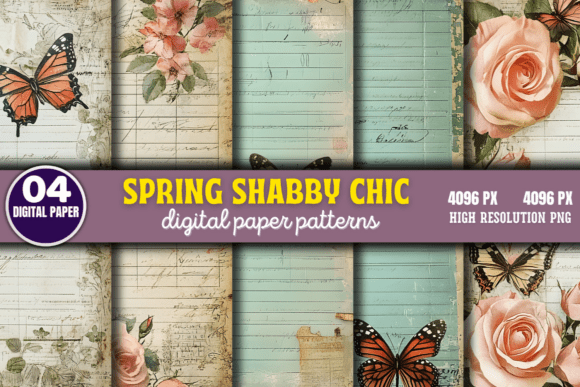 Download Spring Shabby Chic Digital Paper Pattern - Chic Collection