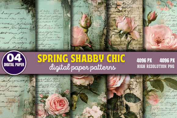 Download Spring Shabby Chic Digital Paper Pattern - Chic Collection
