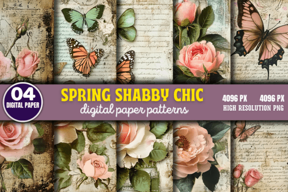Download Spring Shabby Chic Digital Paper Pattern - Chic Collection