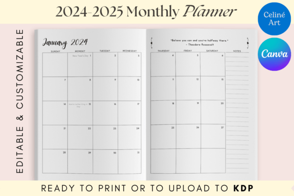 Download 2024-2025 Monthly Planner CANVA Template - Premium Resources