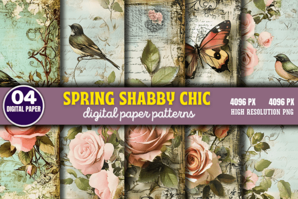 Download Spring Shabby Chic Digital Paper Pattern - Chic Collection