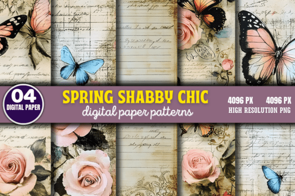 Download Spring Shabby Chic Digital Paper Pattern - Chic Collection