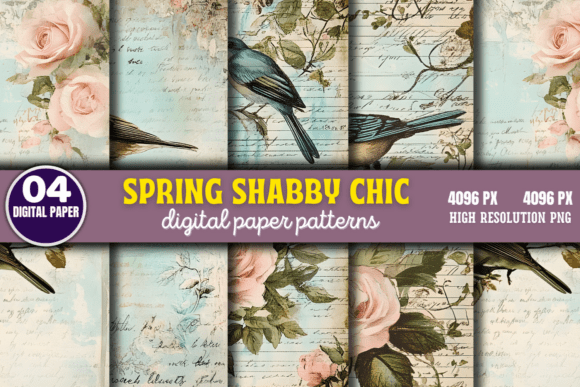 Download Spring Shabby Chic Digital Paper Pattern - Chic Collection