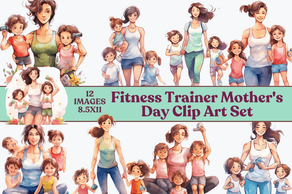 Download Fitness Trainer Mother's Day Clip Art Se - Premium Resources