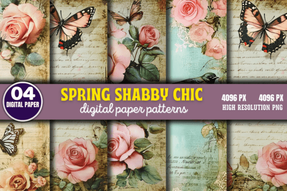 Download Spring Shabby Chic Digital Paper Pattern - Chic Collection