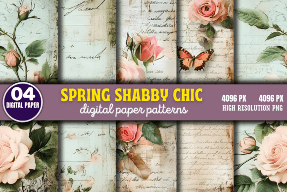 Download Spring Shabby Chic Digital Paper Pattern - Chic Collection